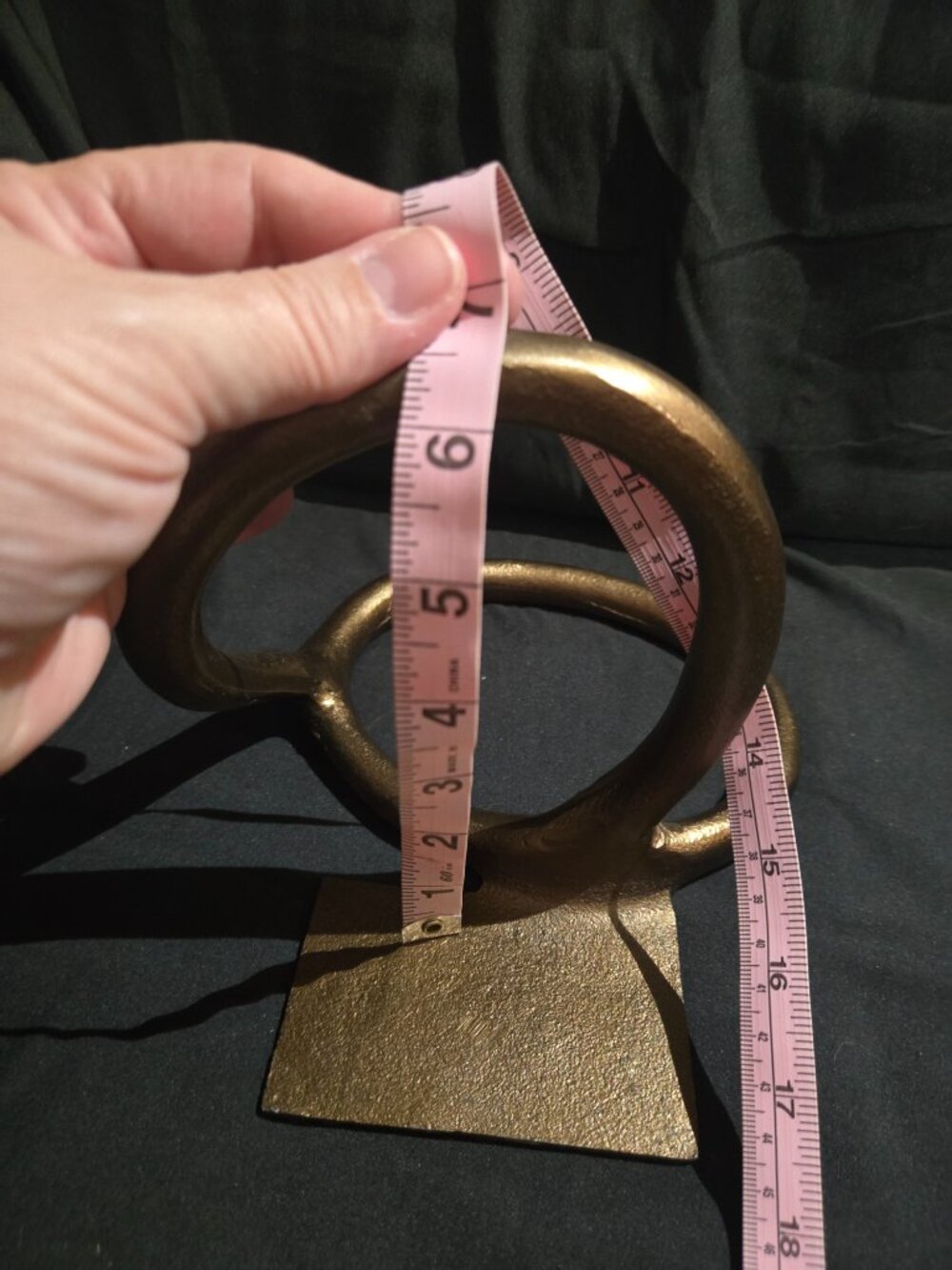 Sculptural Bronze Tone Cast Metal Loop Bookends Pair Modern Decor - Picture 11 of 11